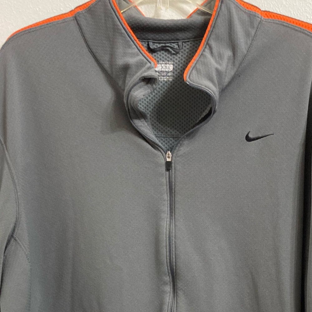 GUC Nike Dri-Fit Gray with Orange Stripes Lightweight Jacket *Flawed• Size XXL - Picture 4 of 9